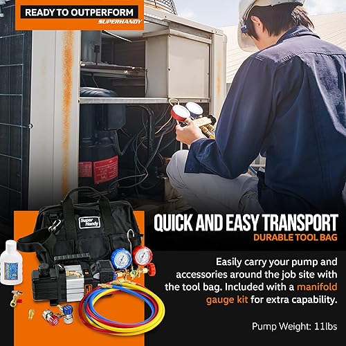 Miniatura 2 de SuperHandy Bomba de vacío inalámbrica de 20 V para HVAC y aire acondicionado automático, motor sin escobillas, 3CFM, 10Pa Ultimate Vacuum, una