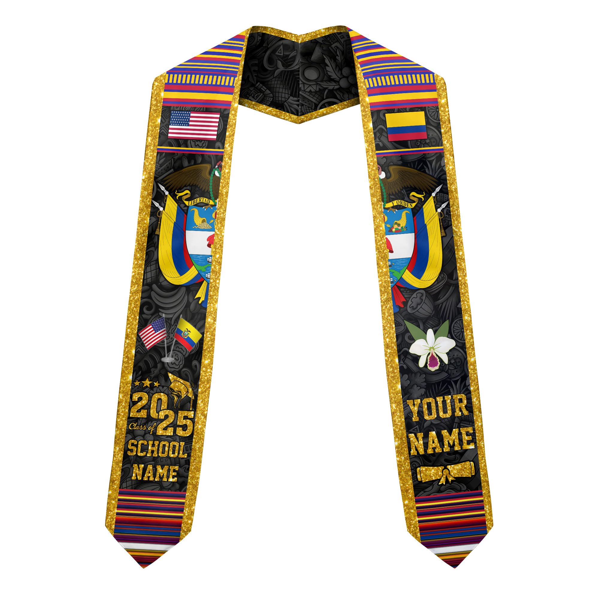 MonkeyVan Colombians Graduation Sash, Custom Colombians American Flag Graduation Sash 2025, Colombia Graduation Stole Clb4