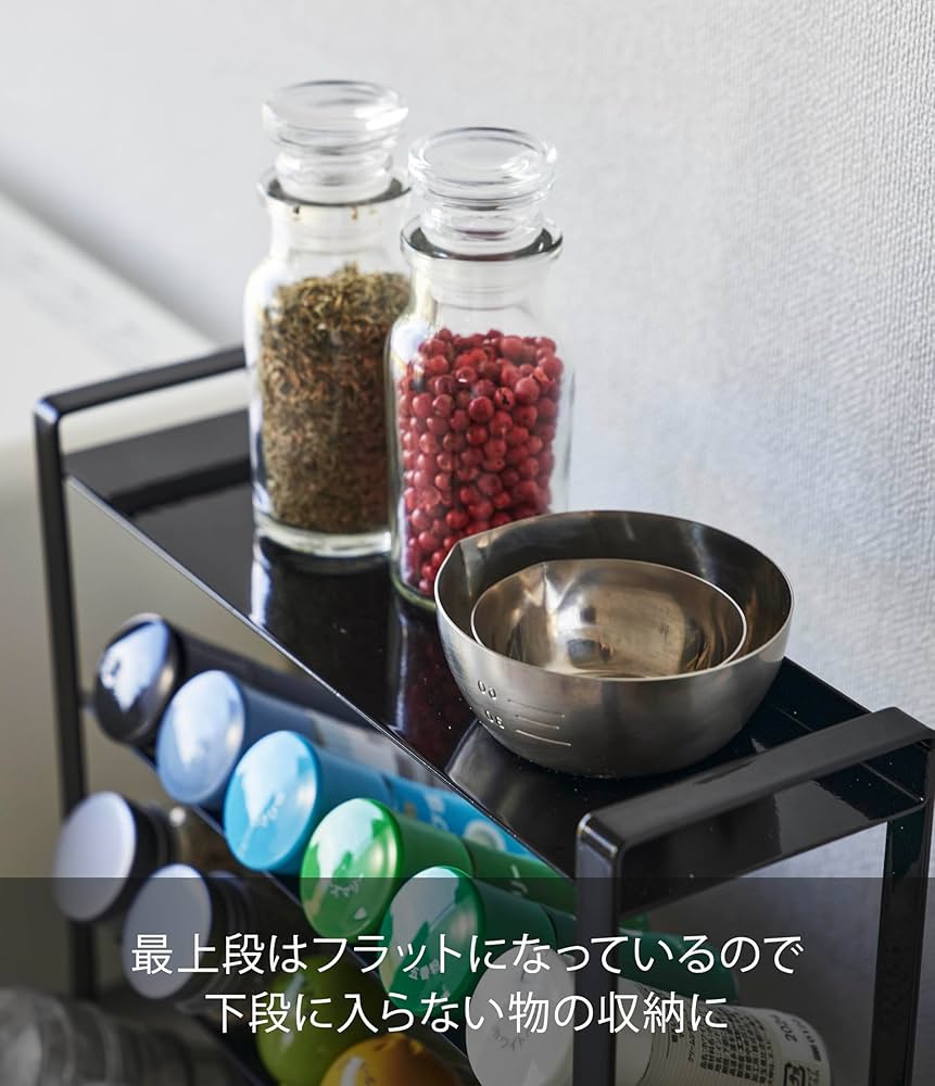 値段交渉可＊新品未使用★Tower　黒い調味料ラック スリムタイプ 38cm幅 tower 調味料 収納 スリムスパイスラック タワー 4段 調味料