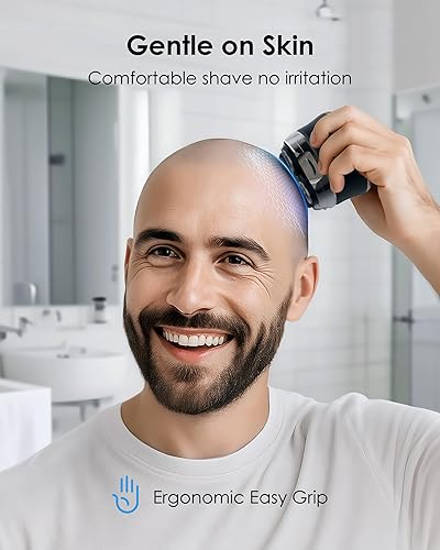 Miniatura 5 de Afeitadoras de cabeza para hombres calvos, maquinilla de afeitar eléctrica de 10,000 RPM con pantalla LED, afeitadora giratoria magnética 5D,