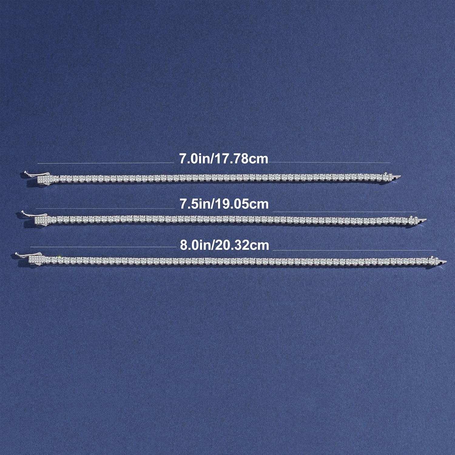 3mm Tennis Bracelet for Women Men 18K Gold/18K White Gold Plated Round CZ Tennis Chain in Gift Box, 7/7.5/8 Inch