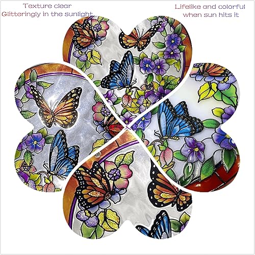 Miniatura 3 de Atrapasoles de cristal para colgar ventanas, diseño de mariposas para jardín, paneles de vitrales 100 % reales de EE. UU., adornos coloridos,