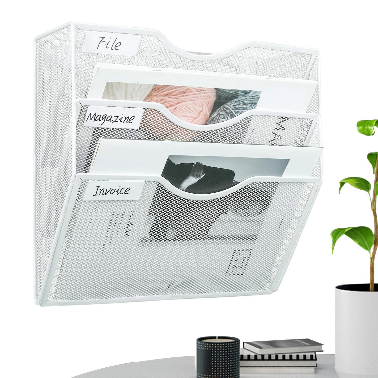 Organizer per documenti da parete, scaffale metallico a 3 livelli con