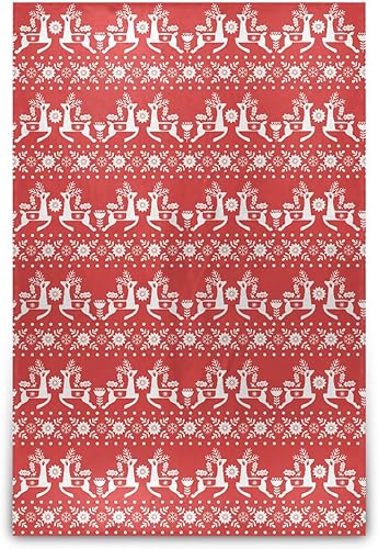 Christmas Pattern Deer Flowers Sofa Throw Blanket 60x90 Inches Lightweight Winter Blanket for Camping, Bedroom, Couch
