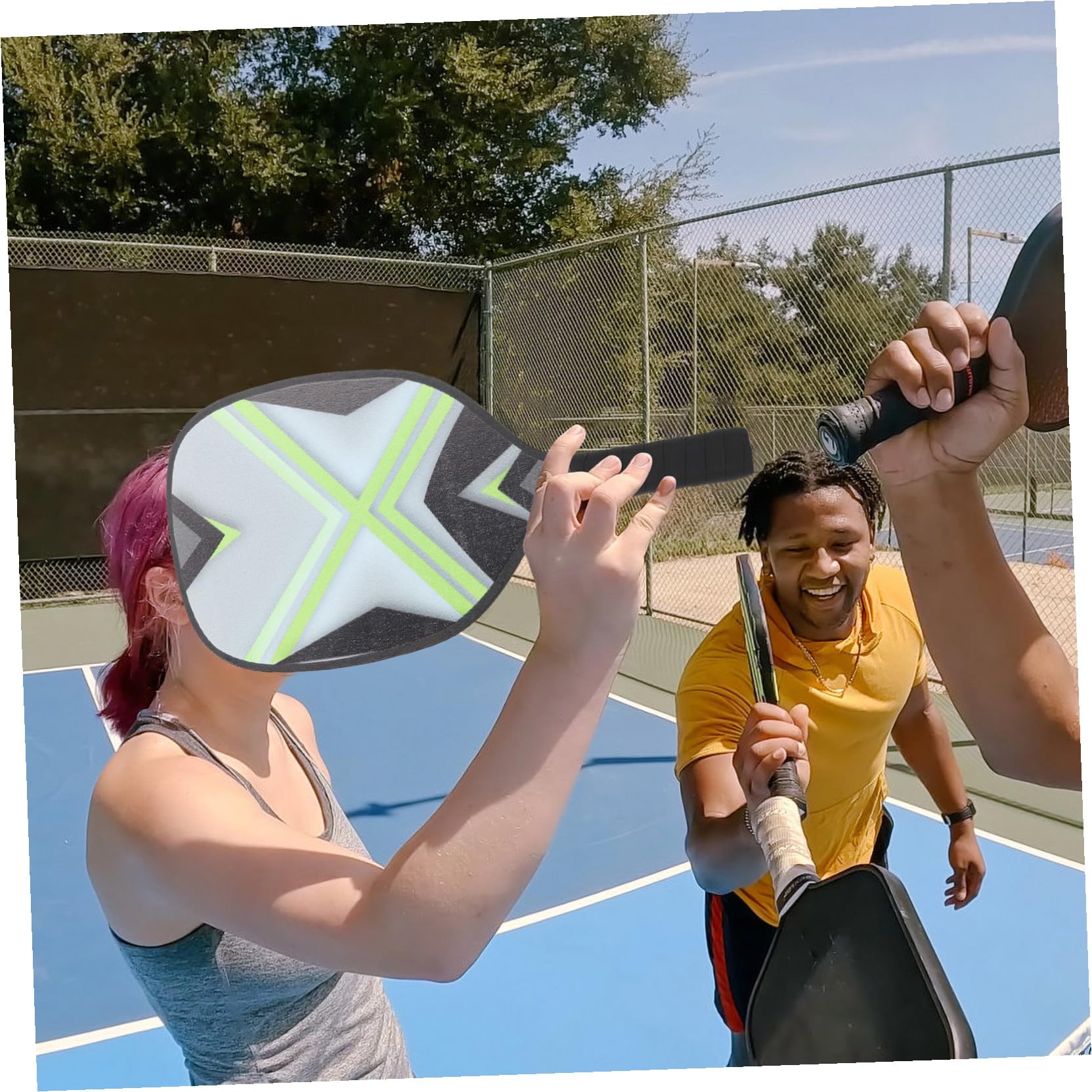Set Racchette da Pickleball per Ragazzo Ragazza Impugnatura Antiscivolo, Racchette Sportive in Abs e Legno Resistenti, Kit Pickleball per Attività All’aperto e Gioco Coordinazione