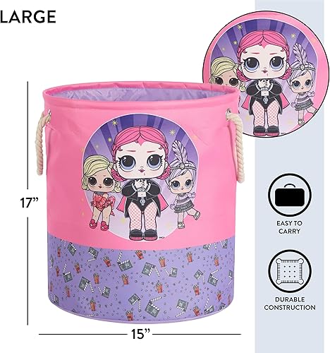 Miniatura 9 de Disney Minnie Mouse - Juego de 3 cestas de almacenamiento de juguetes de tela de varios tamaños, con asas de transporte de cuerda