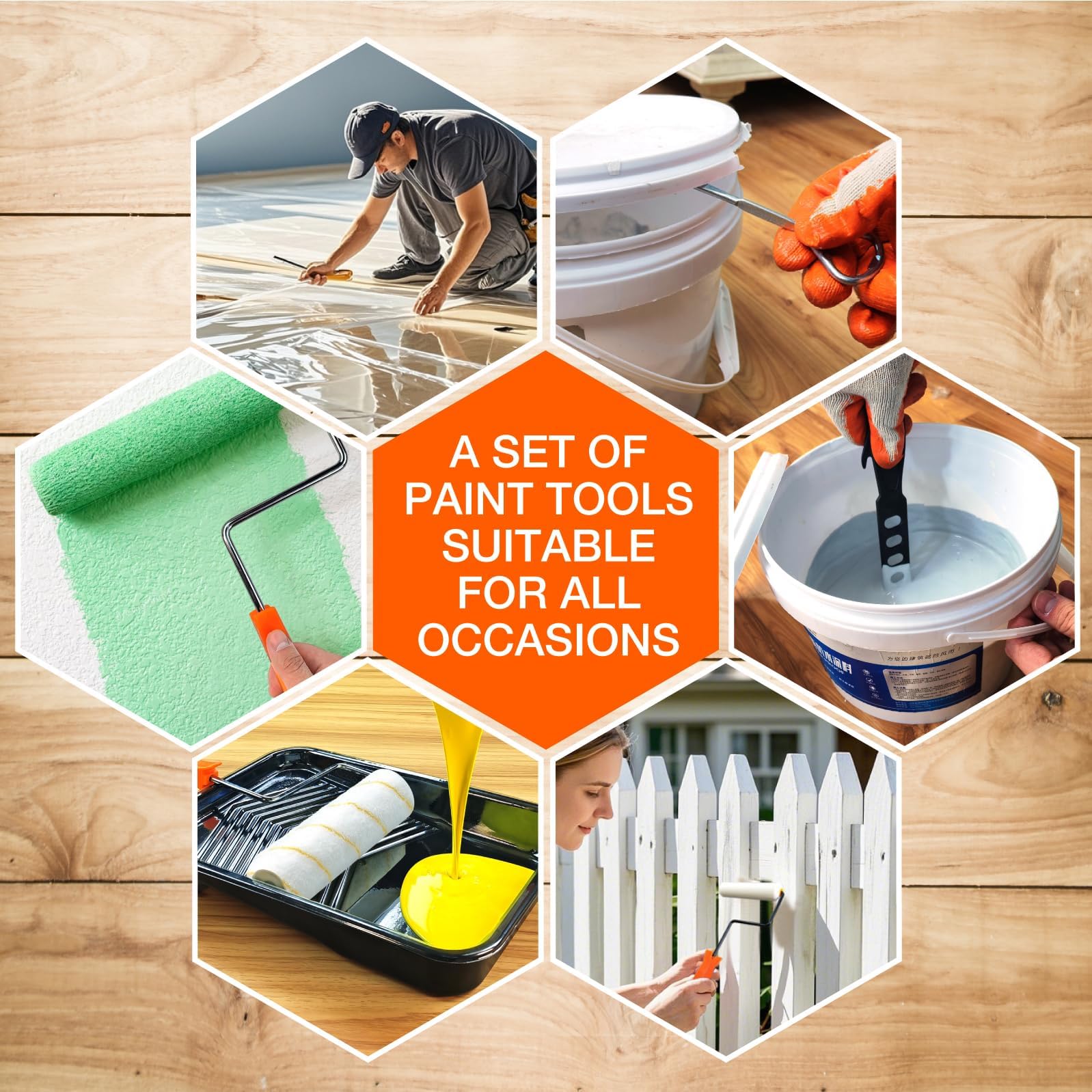 Kit de rodillos de pintura de 31 piezas, rodillos de pintura de 9 y 4 pulgadas, pinceles, poste de extensión, bandejas de pintura y accesorios, suministros de pintura profesionales para