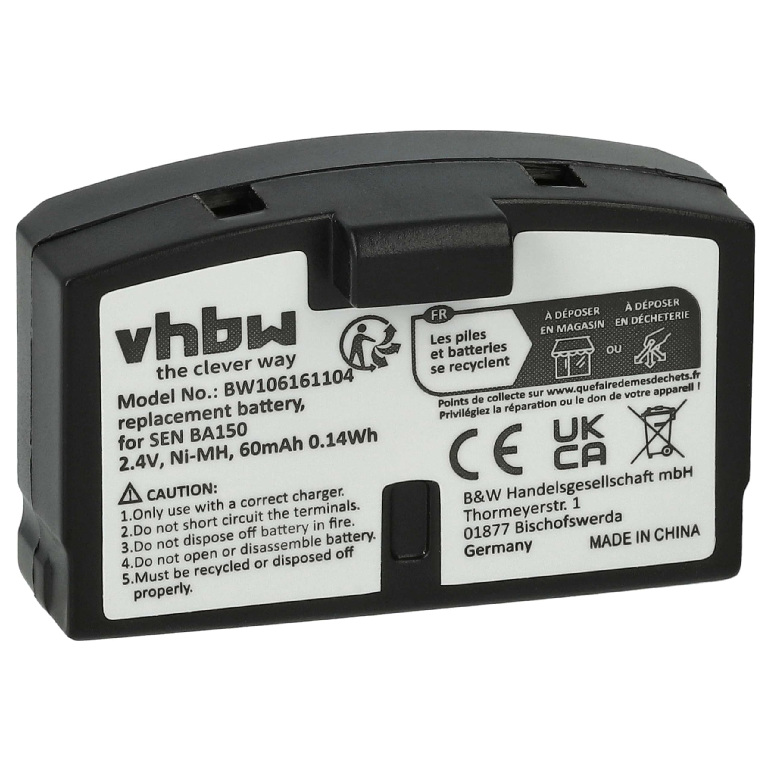 Vhbw 2 Batterie Ricaricabili Li-Poly 140mAh 3,7V Per Cuffie Wireless Sennheiser (RI 830S, RI 840, RI 900, RR 4200, RR 840) - 4