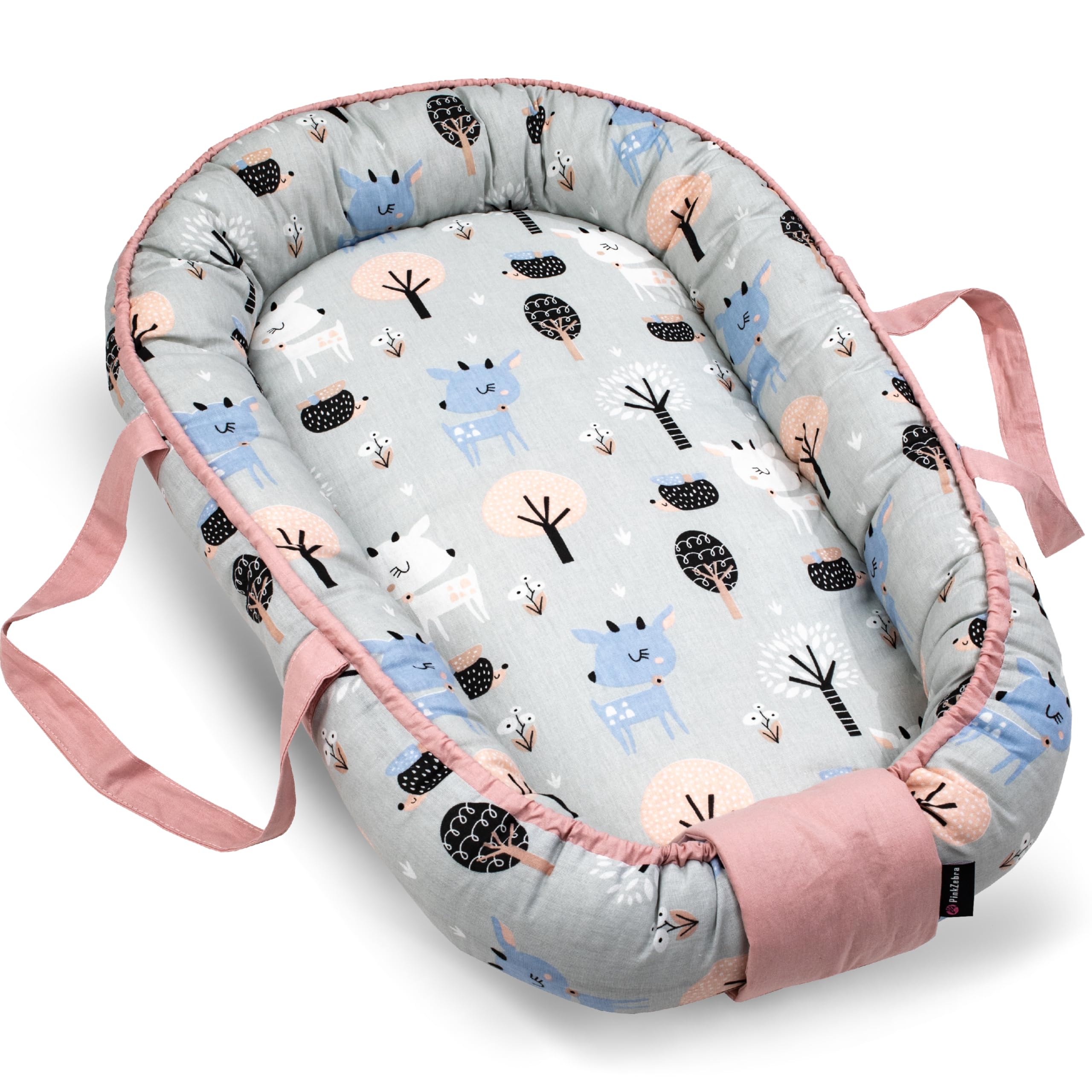 Nid De Poupée 2 En 1 Transport Et Lit - Pour Poupées Jusqu'à 48 Cm - Coton Doux Motif Bambi - Lavable 40°C