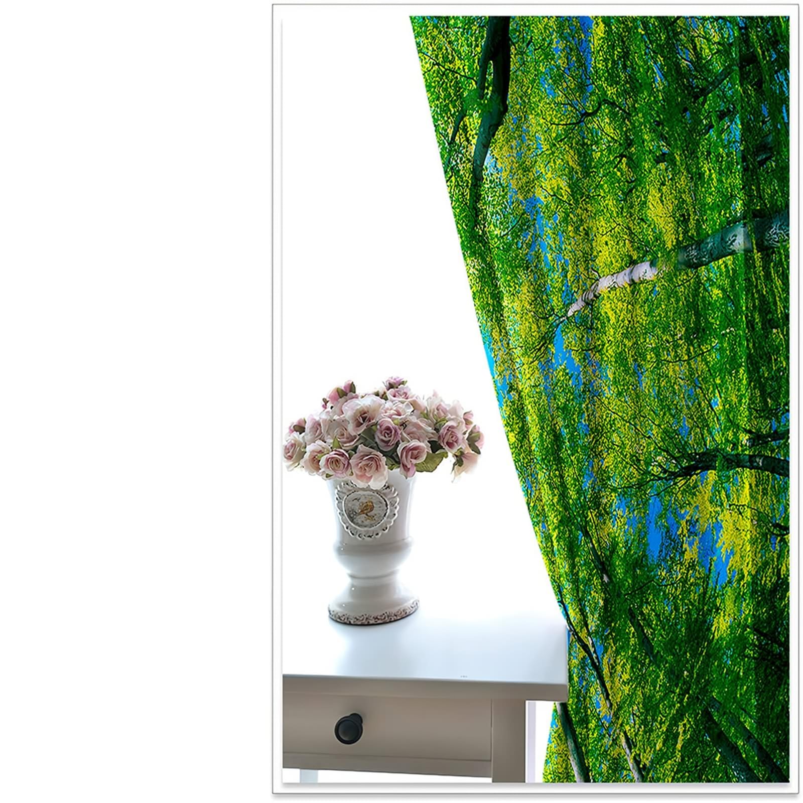 Gualiy Rideaux Salon Occultant, Rideau Thermique Isolant Fenetre Paysage Arbres et de Ciel Rideaux Lot de 2 102x183cm