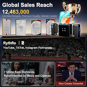Rythflo Wireless Lavalier Microphone for iPhone/Camera/Android/Laptop with Noise Cancellation, 25H Battery Life, 229ft Range, Clip on Wireless Lapel Mic for Video Recording, Vlogging, Interview