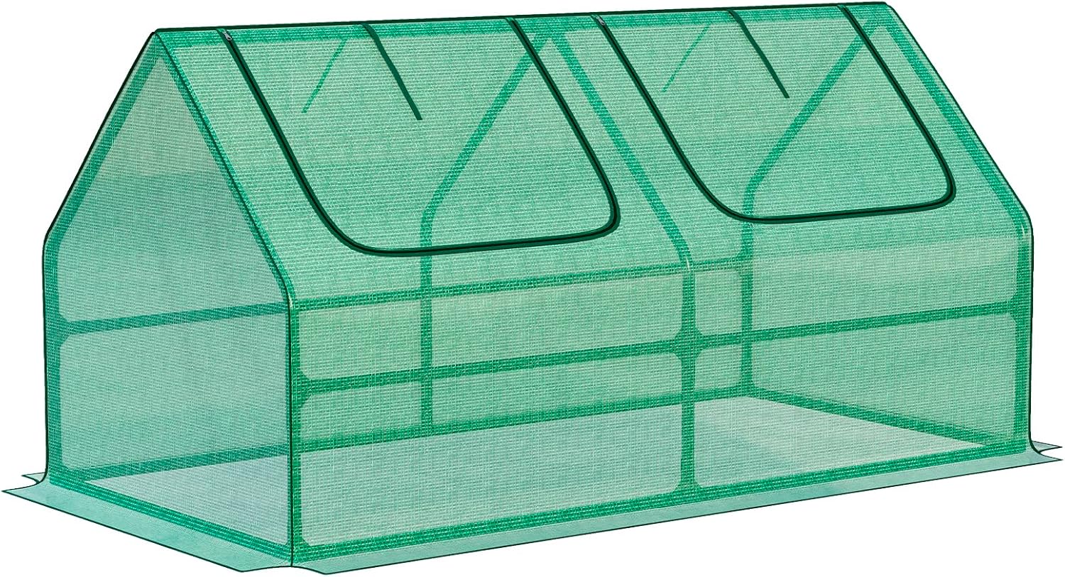 BPS 4x2x2 ft Mini Greenhouse with Green PE Cover UV-Protected Roll-Up Zipper Windows, Ideal for Indoor or Outdoor Use on Raised Garden Beds Green 4x2x2 FT