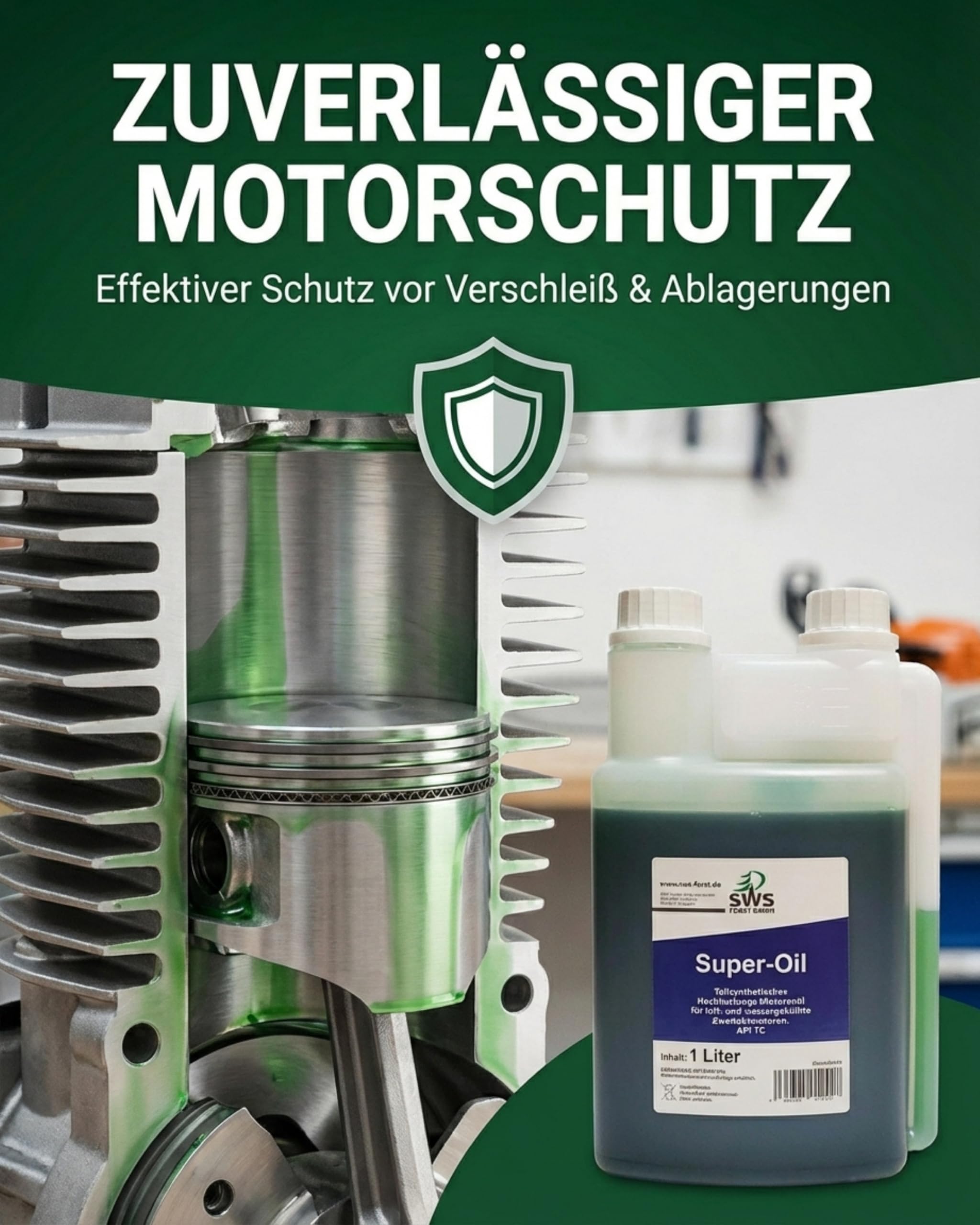 SWS Forst Super-Oil 2-Takt Öl (3x 1 liter) - Zweitaktöl für Motoren - 2 Takt Mischöl teilsynthetisch - Leistungsstarkes Mischöl für zuverlässig geschmierte Motoren