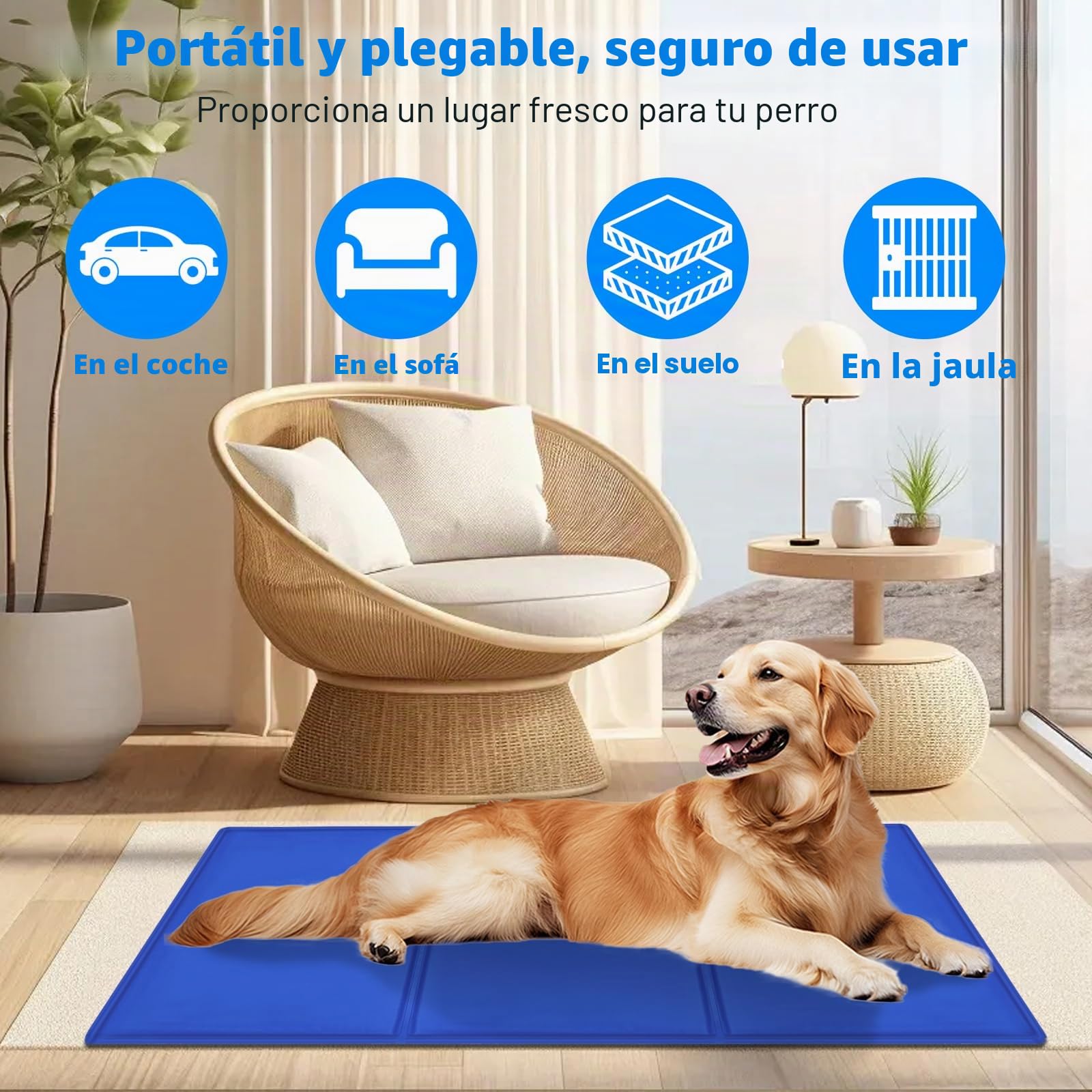 Alfombra Refrescante para Perro 90 x 50cm, Alfombrilla de Refrigeración Automática para Mascotas, Gel Seguro y No Tóxico, Cama Refrescante Perro, Manta Refrescante para Perros y Gatos
