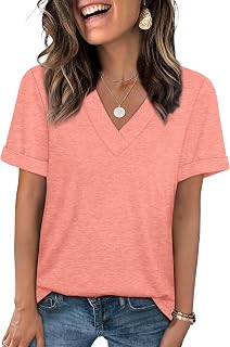 WIHOLL Women's V-Neck Summer T-Shirt - Breathable Casual Top