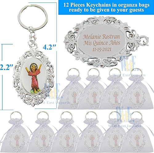 Miniatura 2 de 12 llaveros de metal personalizados para niño divino Jesús – Grabado Metal Bautismo Favor/Presentación de 3 años/Recuerdos de Bautizo/Divino Nino