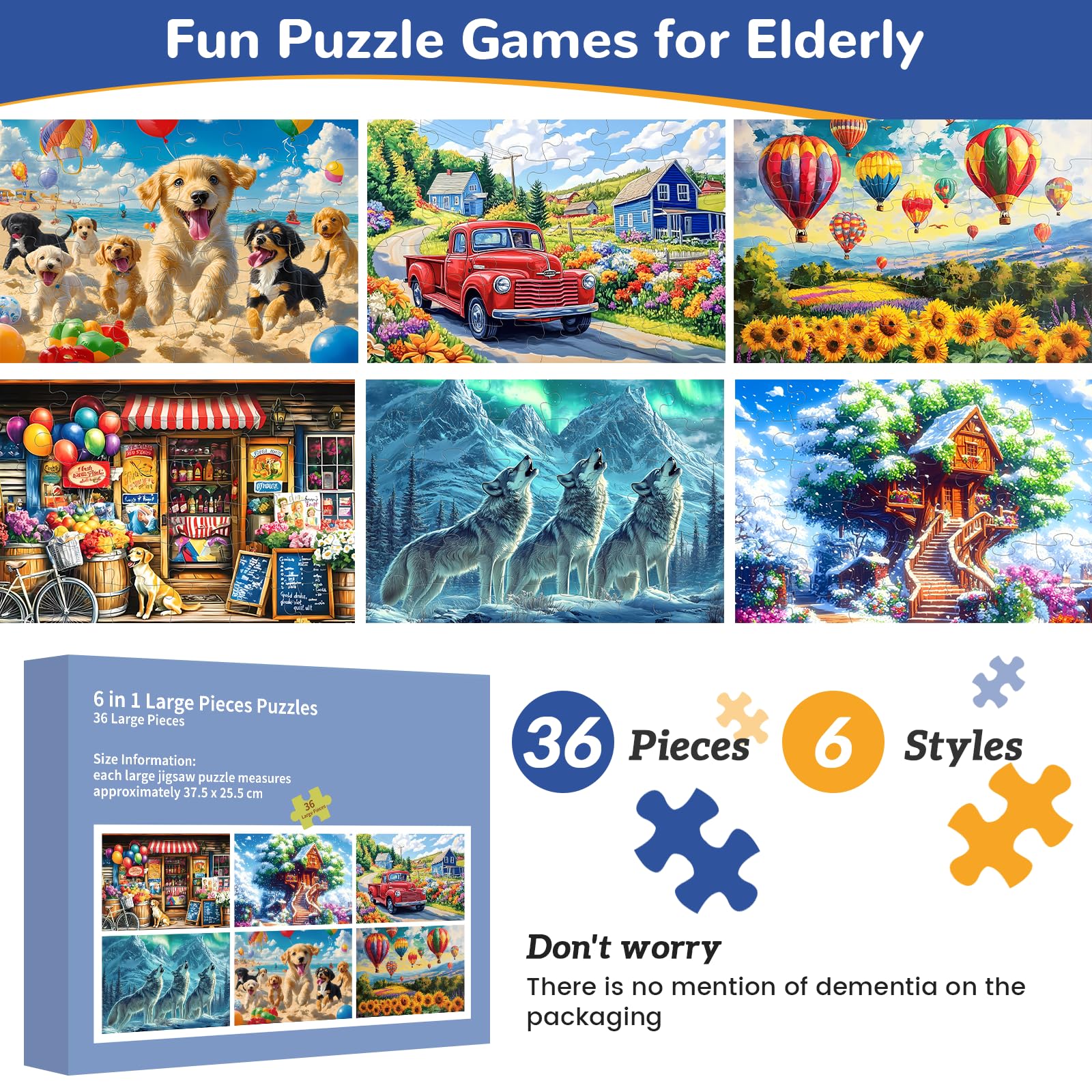 6 Packs 36 Large Piece Puzzle for Seniors - Image 2