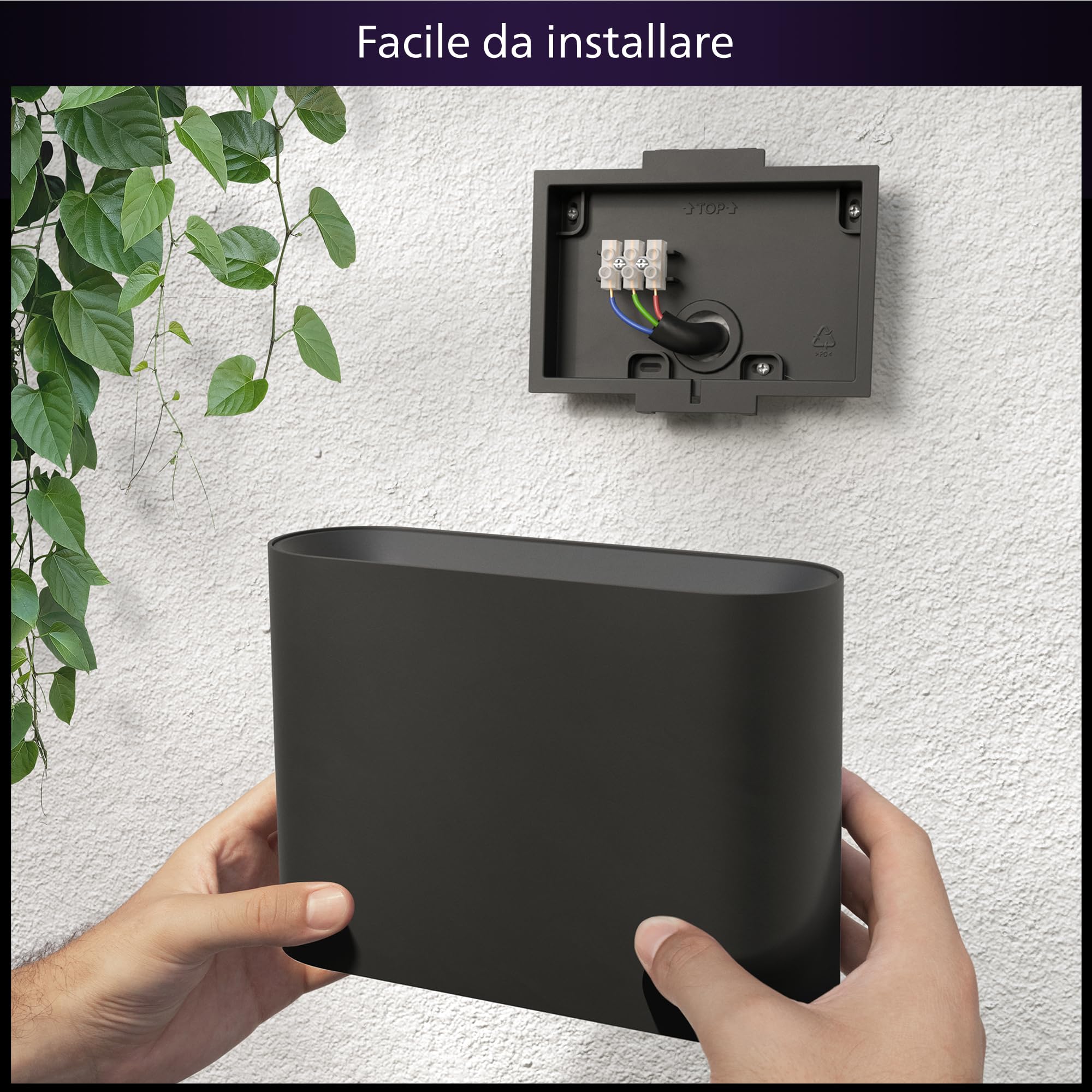 Philips Hue Dymera White and Color Ambiance, Lampada Smart da Parete, Lampada da Parete Design con Controllo Vocale con Alexa, Apple Home e Google Assistant Nero