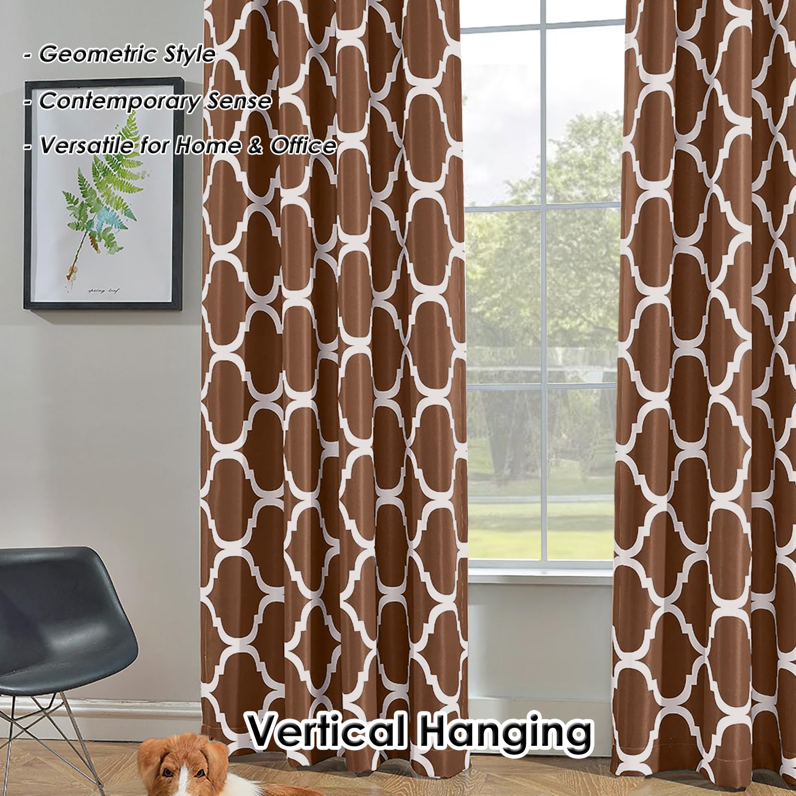 Melodieux Tenda oscurante, oscurante, per soggiorno, camera da letto, 150 x 170 cm, colore: caffè (1 pannello)