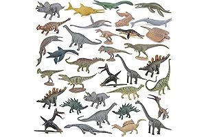 Fantarea 34-Piece Prehistoric Mini Dino & Sea Animals Playset