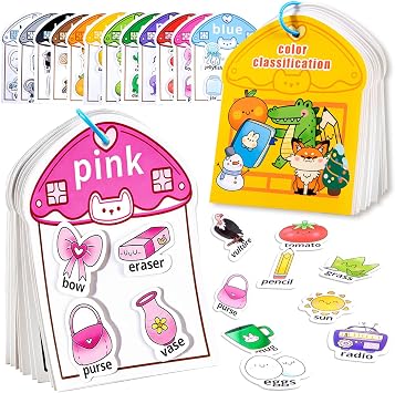 JONEG Learning Educational Montessori Toys for 2 3 Year Old Toddlers - Color Sorting Matching Busy Book, Sensory Fine Motor Skill Games Problem Solving Toys, Preschool Activities Kids Girl Boy Gifts