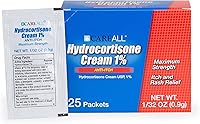 Vista 1 de CareAll Hydrocortisone Cream 1% (25 Pack), 0.9gr Foil Packet. Maximum Strength Formulation, Anti-Itch Rash Skin Cream Relieves Itching, Eczema