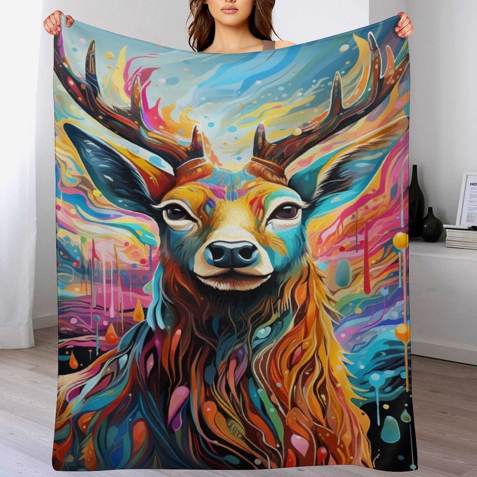Couverture canapé cerf douce en flannel pour sublimer vos soirées cocooning au salon
