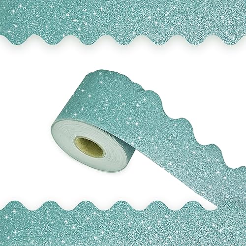 Miniatura 86 de Bordes de tablón de anuncios de 65 pies, bordes festoneados brillantes, borde decorativo para póster, decoración de aula para escuela, tiras de Verde