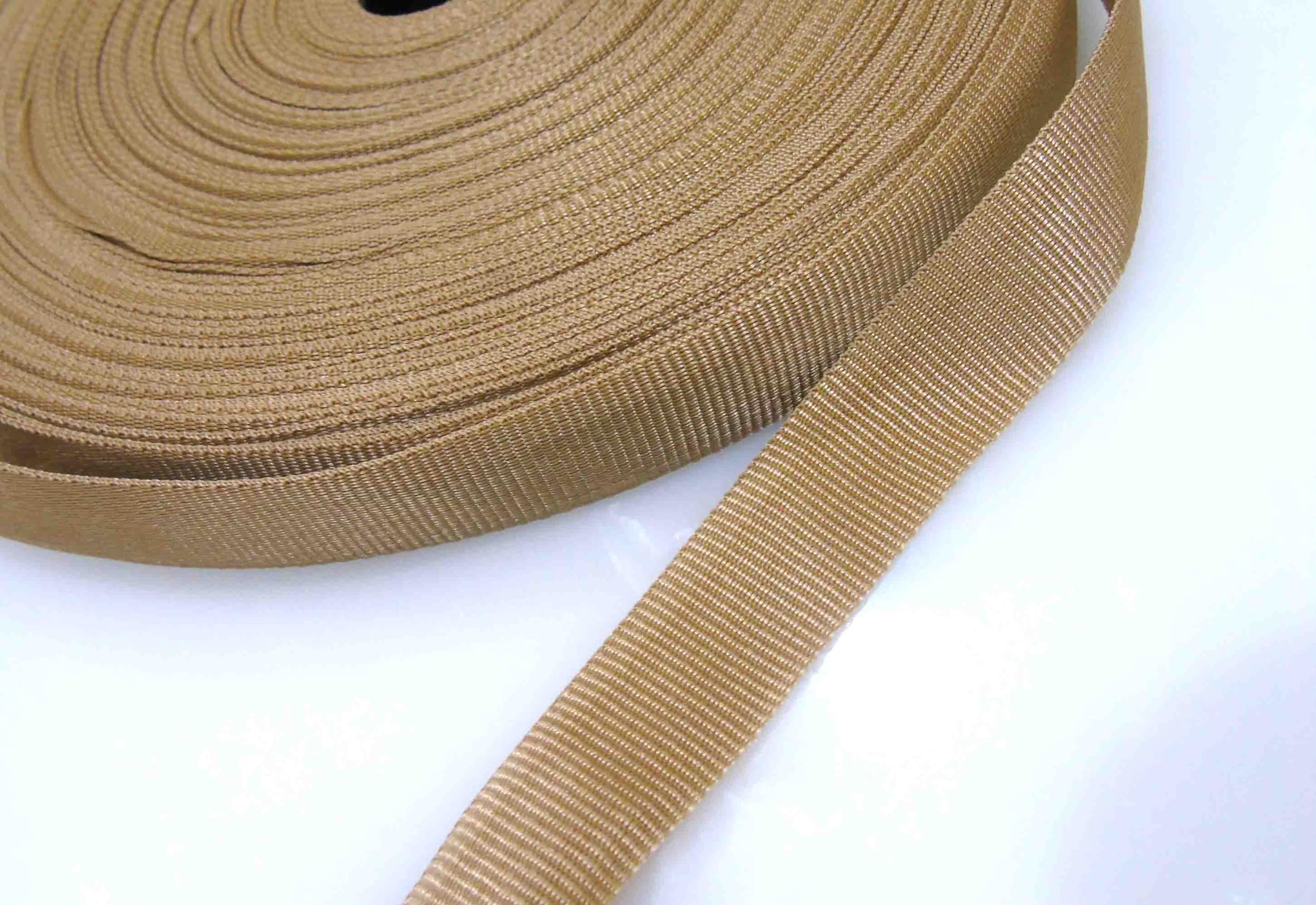 Strala 1 Inch, 1 Roll - 20 Meter Niwar Narrow Woven Fabric Niwar Patta Roll Tapes of Nylon for Bags, Chair, Home Textile, Shoes, Handicraft (Best in Class Heavy Duty) (1 inch, Deep Golden)
