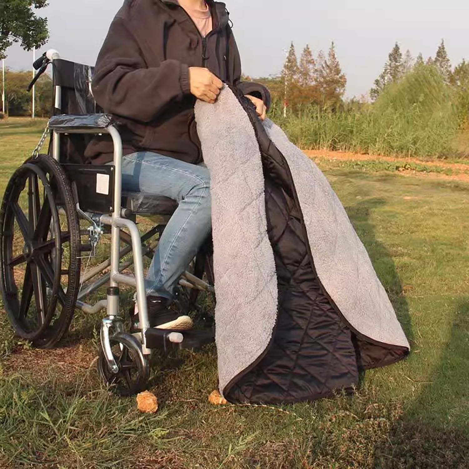 Manta de Invierno para Silla de Ruedas para Uso en Exteriores, Manta térmica Resistente al Viento para la Parte Inferior del Cuerpo y Las piernas, Funda de Delantal con