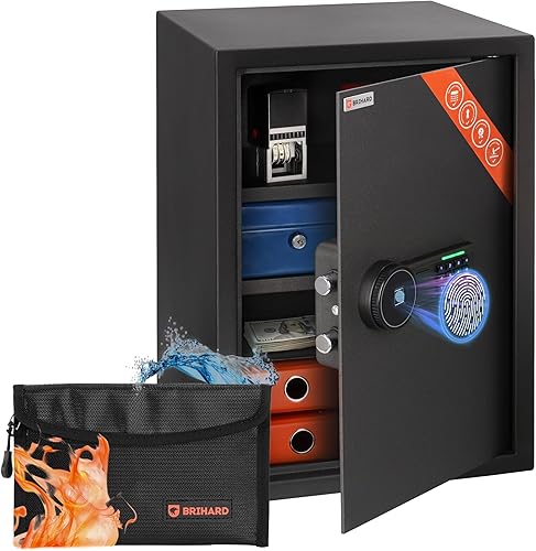 Caja fuerte biométrica Business XL de 19.69 pulgadas de alto x 13.78 pulgadas de ancho x 14.17 pulgadas de profundidad con bolsa de dinero ignífuga,