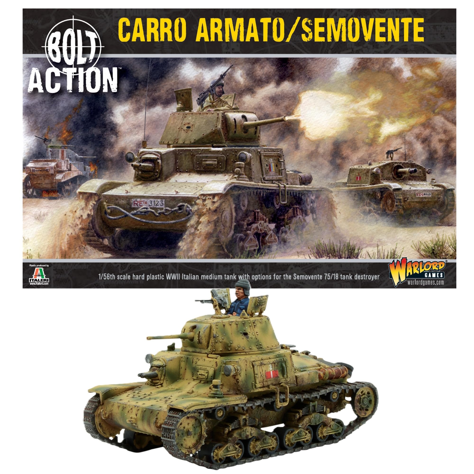 Warlord Games Carro Armato/Semovente Tank 1:56 / 28mm Italian Army Plastic Scale Model Tank Kit for Bolt Action Highly Detailed World War 2 Miniatures