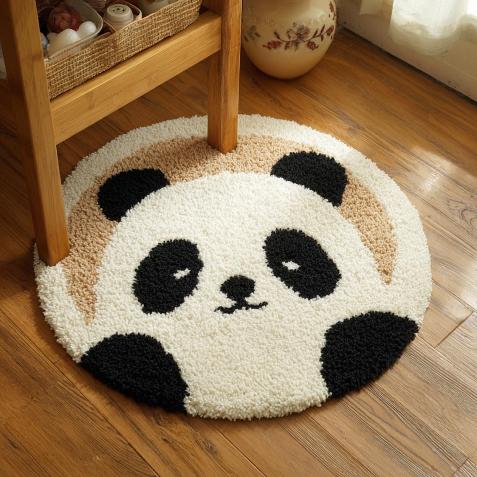 WallustrioaW DIY Latch Hook Rug,Cute Panda,Crochet Kits Embroidery Kits Home Carpet Rug Making Canvas,Needlework Crafts for Home Decor,50x50cm