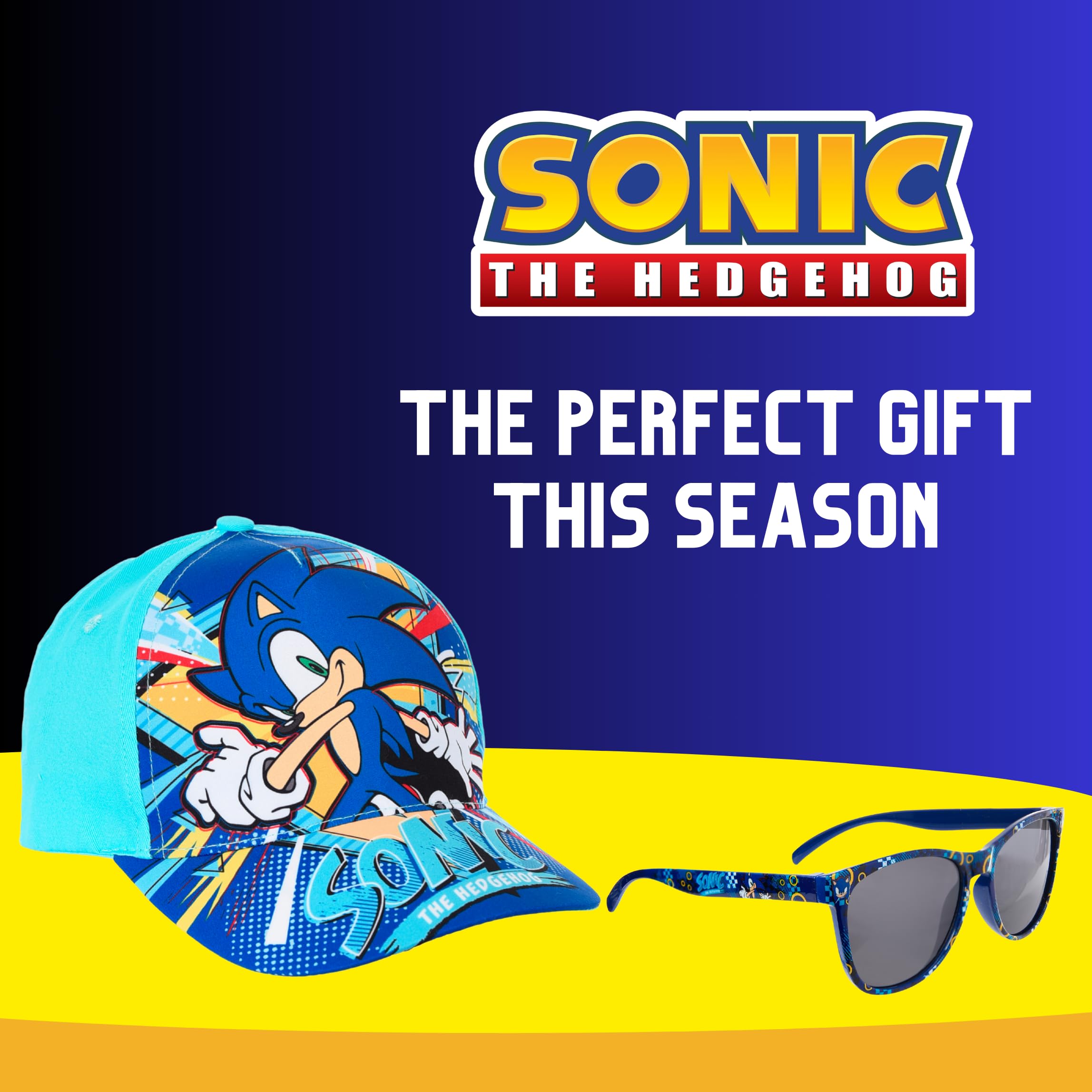 Sonic The Hedgehog Gorra y Gafas de Sol para Niños Protección UV Verano