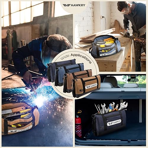 Miniatura 7 de Juego de bolsas de herramientas de lona (blanco azul, marrón, azul, beige)