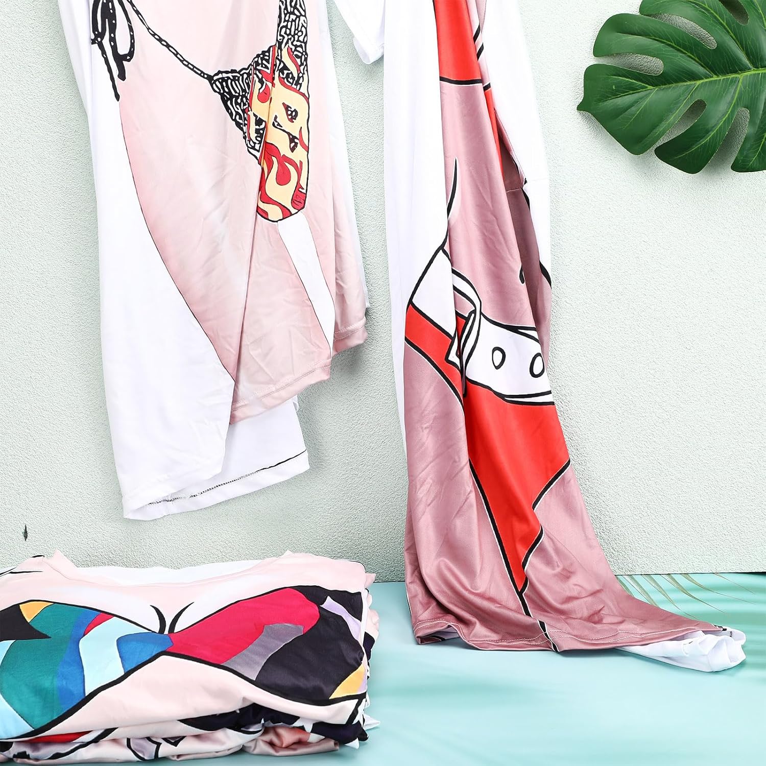 4 Pcs Funny Cover up Women's Bikini Shirt Short Sleeve Cute Swimwear Cover up Beach T Shirt, XL Colorful - Image 6