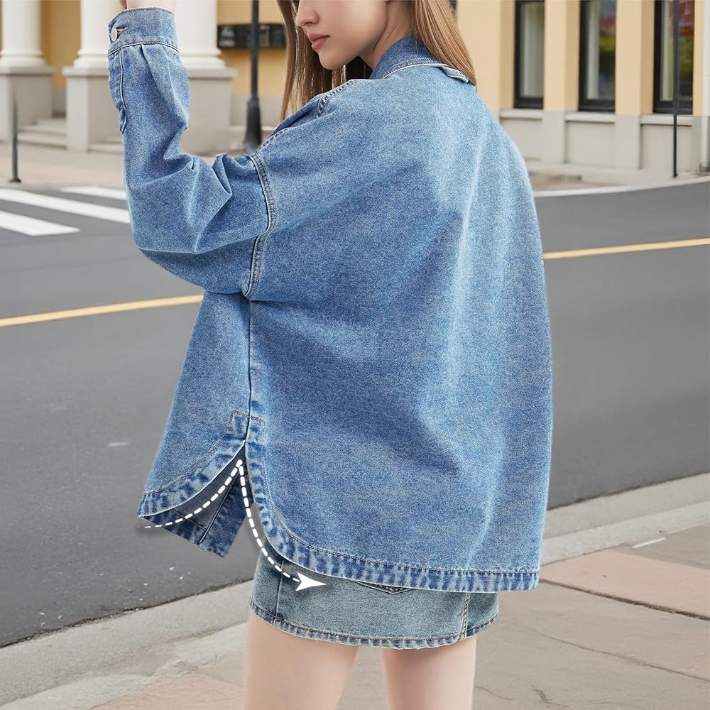 PAOLA RIBONI Womens Denim Jacket Wash Jean Jacket Coats With