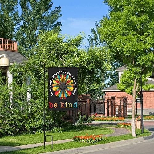 Miniatura 5 de En Un Mundo Donde Puedes Ser Cualquier Cosa, Sé Amable Bandera de Jardín 28 X 40 Pulgadas Paz Floral Mini Bandera de Patio Banderas de Casa de Doble