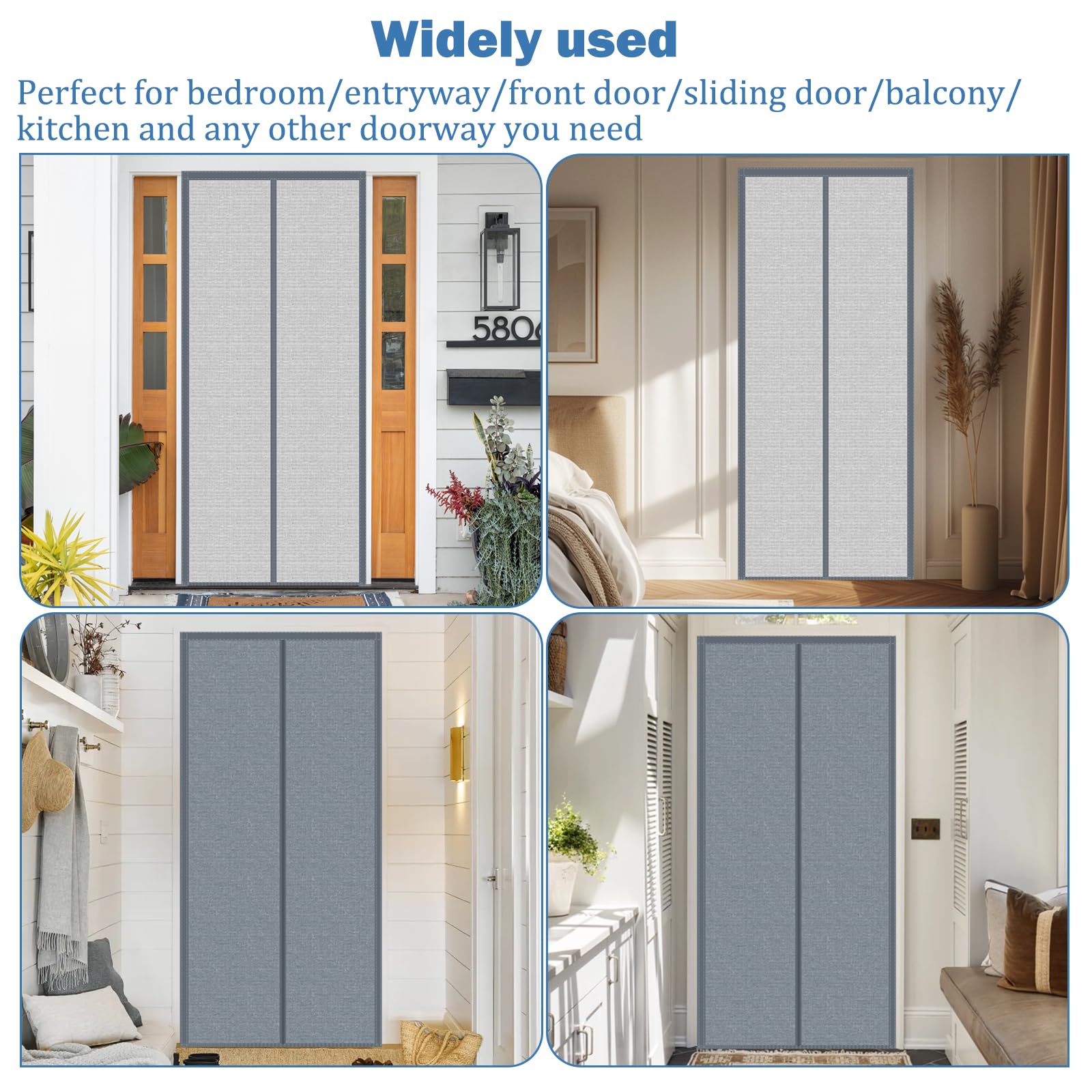 Rideau de Porte magnétique Isolant Thermique d'hiver 94 x 226 cm (37 x 89 po) occultant, Gris Clair