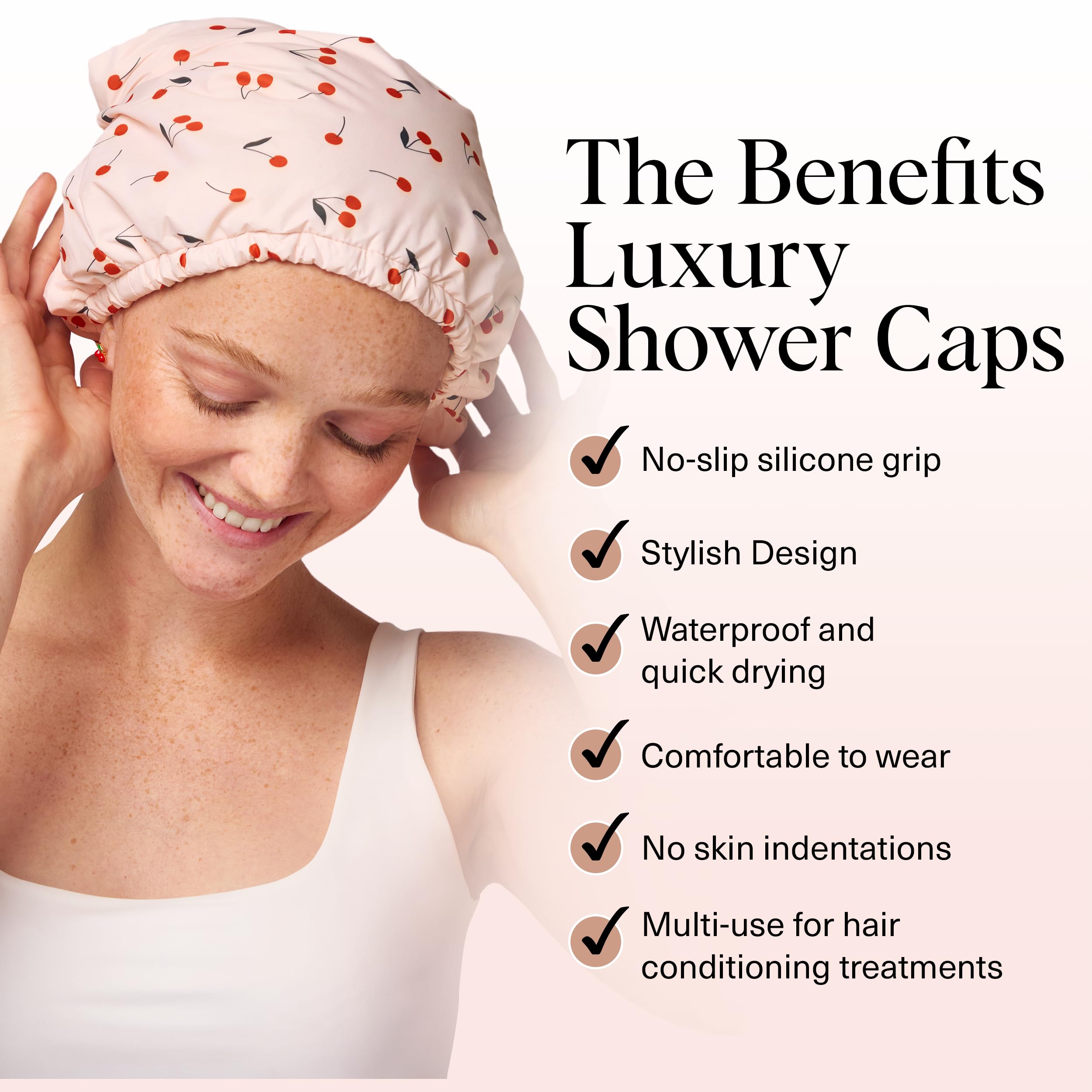 Kitsch Luxury Shower Caps for Women Reusable Waterproof, Flexi Satin Lined, Large Shower Cap for Men Non-slip, Quick-dry - Image 3