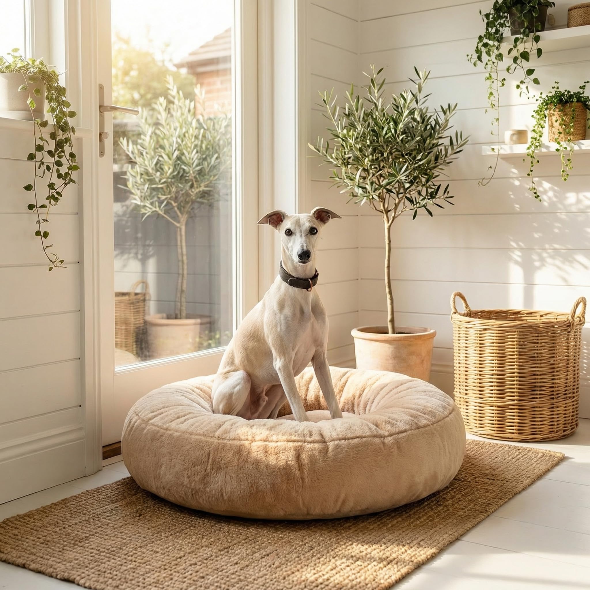 EDEL&SCHNELL Hundebett Wechselbezug beige Ersatz Bezug Hundebett Flocke Bezüge für Hundebetten aus weichem Kuschelplüsch (90)