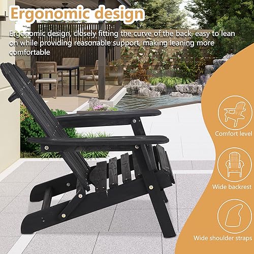 Miniatura 4 de PayLessHere Adirondack - Juego de 2 sillas de patio resistentes a la intemperie con madera de pino texturizada para patio, césped, jardín, terraza,