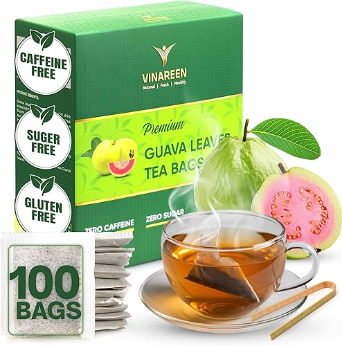 VINAREEN Premium Guava Leaf Tea - 100 Tea Bags - Made from 100% Natural Guava Le