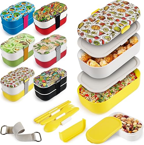 Miniatura 1 de Lonchera Bento para adultos, recipientes japoneses para adultos, juego de lonchera para preparación de comidas, lindo recipiente apilable aislado