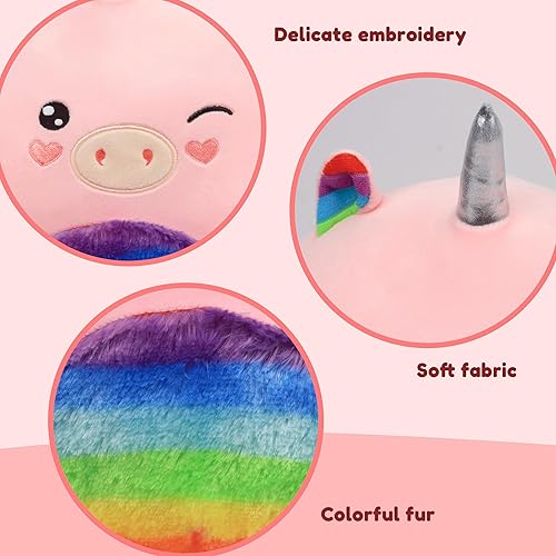Miniatura 5 de Easfan Almohada de peluche de unicornio arcoíris de 13 pulgadas, juguete de peluche de unicornio suave, lindo animal de peluche de unicornio,