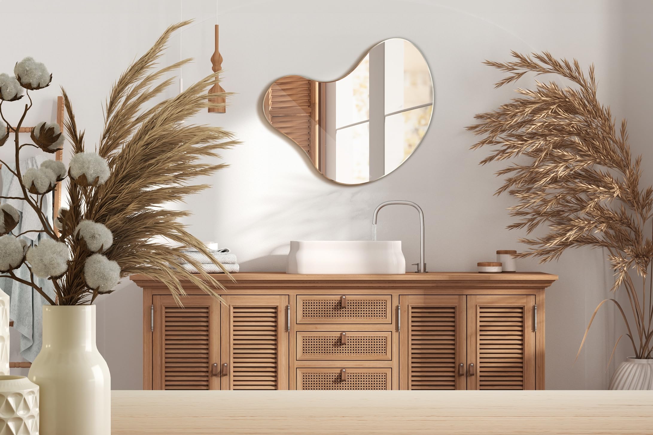 Specchio Irregolare 67,6 x 67 cm Senza Cornice | Design Creativo e Contemporaneo | Perfetto per Bagno, Zona Living, Camera e Studio | Specchio di Design per Arredo Moderno