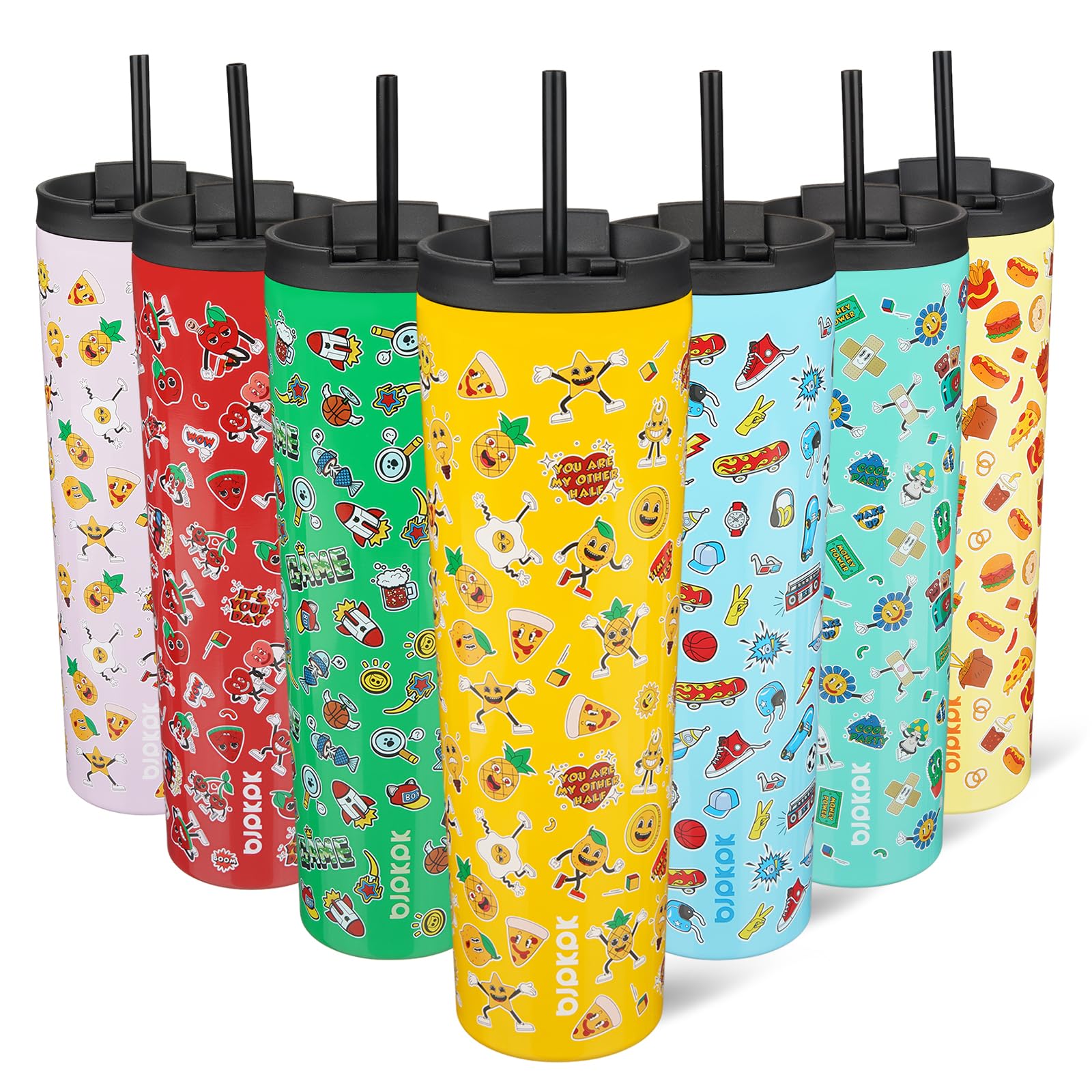 BJPKPK 34oz Coffee Tumbler with Straw, Insulated Stainless Steel Cup