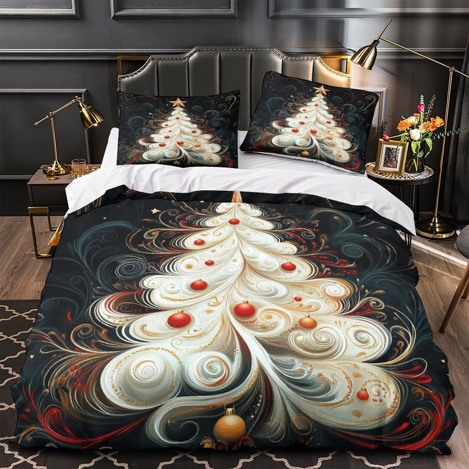 Housse de couette Noël 3D ornée pour sublimer votre chambre en hiver