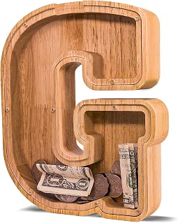 Wooden Letter Piggy Bank for Kids Larger Letter Piggy Bank for Boys and Girls Personalized Piggy Bank Initial Coin Bank Wood Kids Money Bank for Birthday and Festival