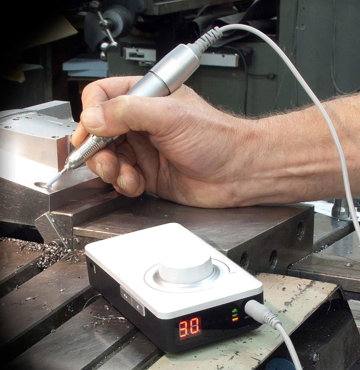 Micromotor Kit Battery operated or plug in w/Rotary Handpiece MH-130 w/ 1/8” Collet, Control Box & Handpiece Cradle HP4-933